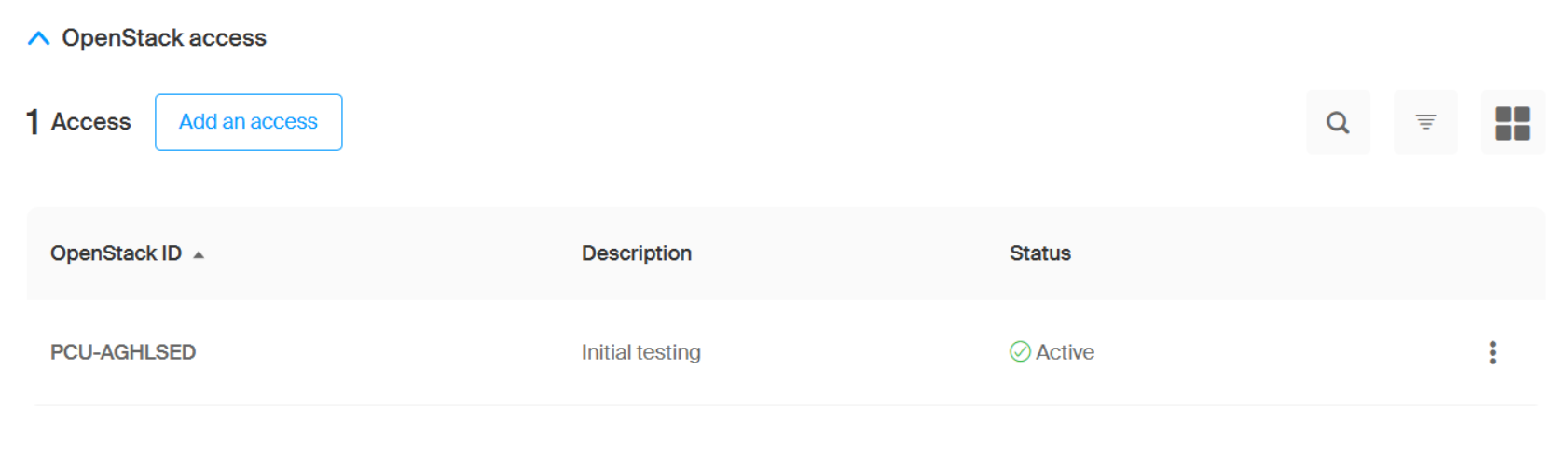 Add users to a project by clicking on “Add an access” in the project view.