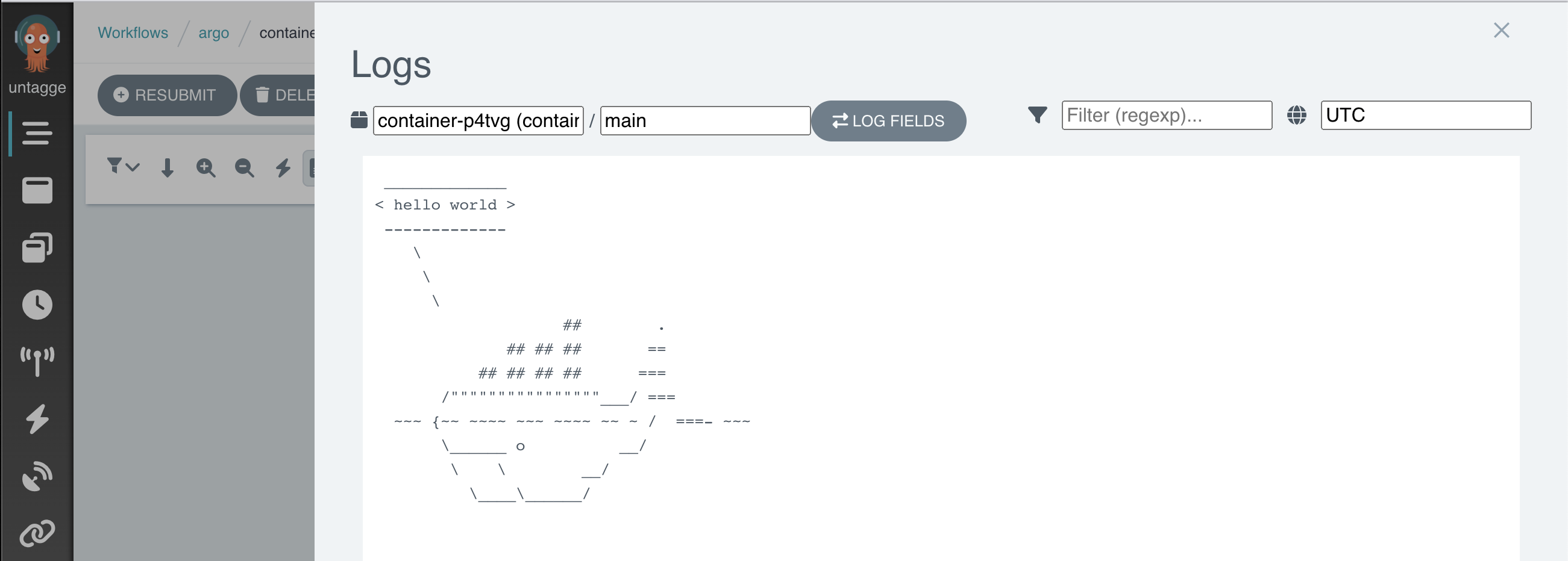 Argo Hello World Workflow Logs